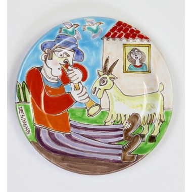 Circular Plate DS 18 cm PT18DS-08 Shepherd with flute Circular Plate DS 18 cm PT18DS-08 Shepherd with flute